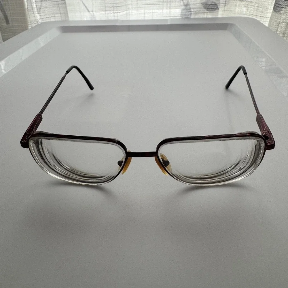 Logo Paris Frame France LM130 Rectangle Eyeglass Frames Burgundy Metal Y2K Vtg